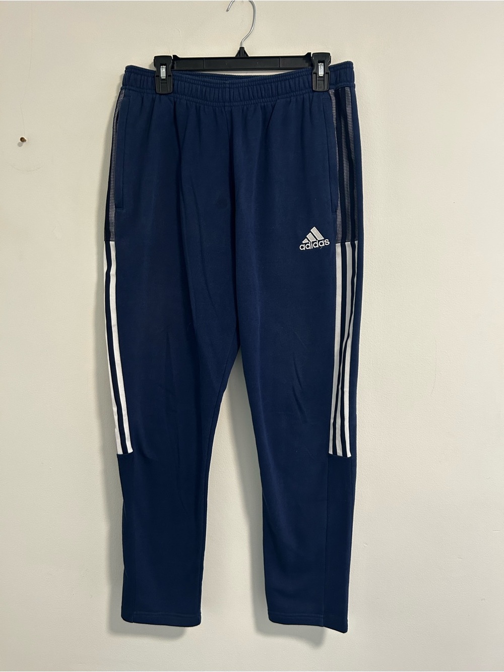 adidas Navy Blue Track Pants with White Stripes